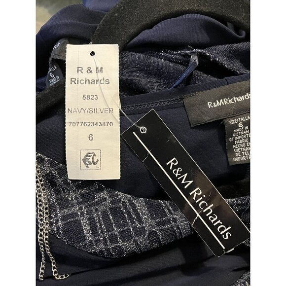 R&M Richards Navy / Silver Party , Cocktail , MOB Dress & Jacket Set, Size 6 - Picture 7 of 11